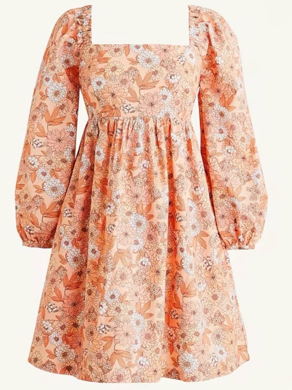 J.Crew Squareneck Cotton Poplin Dress in Zinnia Floral XL - Picture 2 of 9